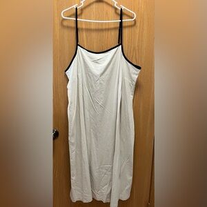 Women's Cream Linen Like Slip Dress with Black Trim
